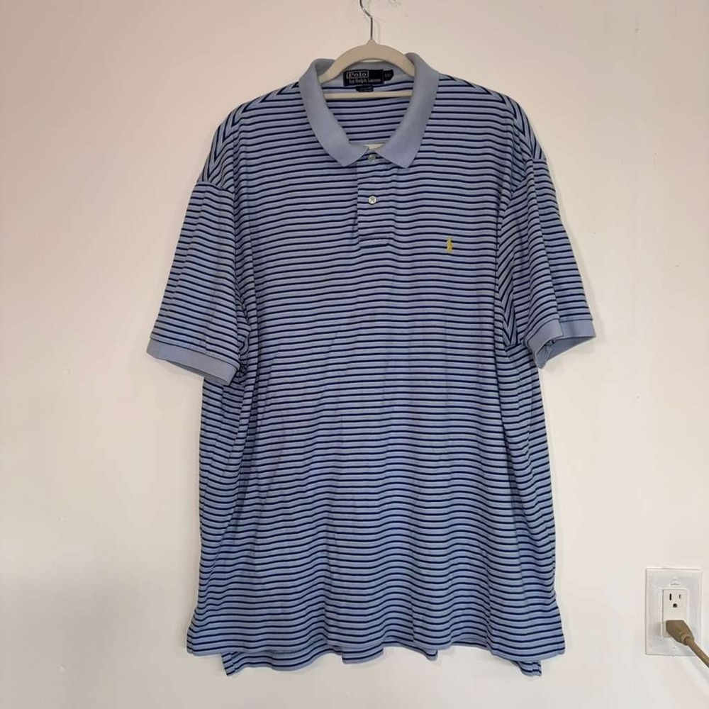 Polo Ralph Lauren Men's Size XXL Blue Striped Shirt Short Sleeves Golf Outdoor